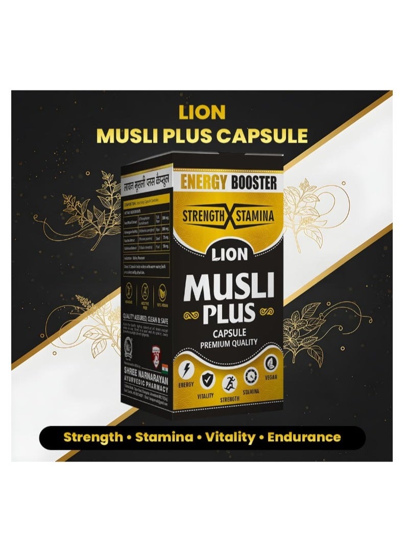 Lion Musli Plus Capsules 60’s – Ayurvedic Vitality & Stamina Booster - Image 3